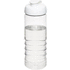 H2O Active® Treble 750 ml -urheilujuomapullo läppäkannella, valkoinen, läpikuultava-valkoinen liikelahja logopainatuksella