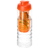H2O Active® Treble 750 ml pullo, läppäkansi ja uuttaja, läpikuultava-valkoinen, oranssi liikelahja logopainatuksella