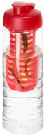 H2O Active® Treble 750 ml pullo, läppäkansi ja uuttaja, läpikuultava-valkoinen, punainen liikelahja logopainatuksella