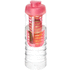 H2O Active® Treble 750 ml pullo, läppäkansi ja uuttaja, läpikuultava-valkoinen, ruusu liikelahja logopainatuksella
