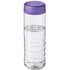 H2O Active® Treble 750 ml vesipullo kierrekannella, läpikuultava-valkoinen, violetti liikelahja logopainatuksella