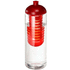 H2O Active® Vibe 850 ml -pullo kupukannella ja uuttajalla, läpikuultava-valkoinen, punainen liikelahja logopainatuksella