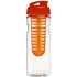 H2O Active® Base 650 ml läppäkantinen urheilujuomapullo & uuttaja, läpikuultava-valkoinen, oranssi lisäkuva 3