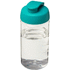 H2O Active® Bop 500 ml läppäkantinen urheilujuomapullo, läpikuultava-valkoinen, aqua-blue liikelahja logopainatuksella