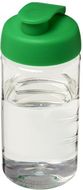 H2O Active® Bop 500 ml läppäkantinen urheilujuomapullo, läpikuultava-valkoinen, vihreä liikelahja logopainatuksella