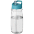 H2O Active® Pulse 600 ml -urheilujuomapullo kaatonokkakannella, läpikuultava-valkoinen, aqua-blue liikelahja logopainatuksella