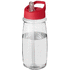 H2O Active® Pulse 600 ml -urheilujuomapullo kaatonokkakannella, läpikuultava-valkoinen, punainen liikelahja logopainatuksella