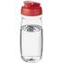 H2O Active® Pulse 600 ml flip kansi urheilujuomapullo, läpikuultava-valkoinen, punainen liikelahja logopainatuksella