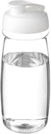 H2O Active® Pulse 600 ml flip kansi urheilujuomapullo, valkoinen, läpikuultava-valkoinen liikelahja logopainatuksella