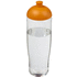 H2O Active® Tempo 700 ml kupukantinen urheilujuomapullo, läpikuultava-valkoinen, oranssi liikelahja logopainatuksella