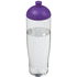 H2O Active® Tempo 700 ml kupukantinen urheilujuomapullo, läpikuultava-valkoinen, violetti liikelahja logopainatuksella