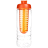 H2O Active® Treble 750 ml pullo, läppäkansi ja uuttaja, läpikuultava-valkoinen, oranssi lisäkuva 2