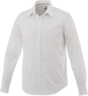 Hamell pitkähihainen miesten stretch-paita, valkoinen liikelahja logopainatuksella