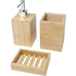 Hedon 3-osainen kylpyhuonetarvikesarja bambusta, luonnollinen liikelahja logopainatuksella