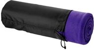 Huggy-fleecepeitto pussissa, violetti liikelahja logopainatuksella