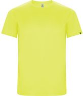 Imola miesten lyhythihainen urheilu-t-paita, neon-keltainen liikelahja logopainatuksella