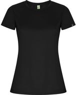 Imola naisten lyhythihainen urheilu-t-paita, musta liikelahja logopainatuksella