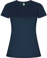 Imola naisten lyhythihainen urheilu-t-paita, tummansininen liikelahja logopainatuksella