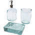 Jabony 3-osainen kylpyhuoneen tarvikesarja, kierrätyslasia, läpikuultava-valkoinen liikelahja logopainatuksella