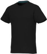 Jade lyhythihainen miesten t-paita, materiaali kierrätetty GRS, musta liikelahja logopainatuksella