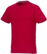 Jade lyhythihainen miesten t-paita, materiaali kierrätetty GRS, punainen liikelahja logopainatuksella