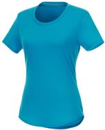Jade naisten lyhythihainen t-paita, kierrätettyä materiaalia, sininen liikelahja logopainatuksella