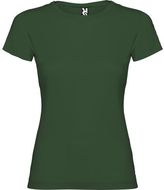 Jamaica naisten lyhythihainen t-paita, pullo-vihreä liikelahja logopainatuksella