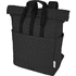 Joey 15 GRS-kierrätetystä kankaasta valmistettu rullattava reppu kannettavalle tietokoneelle 15 l, musta liikelahja logopainatuksella