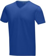Kawartha miesten lyhythihainen luomu-t-paita, sininen liikelahja logopainatuksella