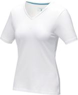 Kawartha naisten lyhythihainen luomu-t-paita, valkoinen liikelahja logopainatuksella