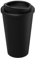 Kierrätetty Americano® 350 ml -muki, eristetty, musta liikelahja logopainatuksella