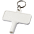 Largo-lämpöpatteriavain avaimenperässä, muovinen, valkoinen liikelahja logopainatuksella