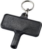 Largo-lämpöpatteriavain avaimenperässä, muovinen, musta liikelahja logopainatuksella
