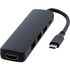 Loop RCS -kierrätetystä muovista valmistettu multimediasovitin USB 2.0"3.0 HDMI -liitännällä, musta liikelahja logopainatuksella