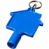 Maximilian-yleisavain avaimenperässä, talonmuotoinen, sininen liikelahja logopainatuksella