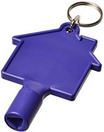 Maximilian-yleisavain avaimenperässä, talonmuotoinen, violetti liikelahja logopainatuksella