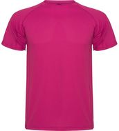 Montecarlo lasten lyhythihainen urheilu-t-paita, kirkas-vaaleanpunainen liikelahja logopainatuksella