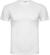 Montecarlo lasten lyhythihainen urheilu-t-paita, valkoinen liikelahja logopainatuksella