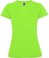 Montecarlo naisten lyhythihainen urheilu-t-paita, kalkinvihreä liikelahja logopainatuksella