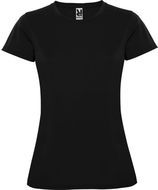 Montecarlo naisten lyhythihainen urheilu-t-paita, musta liikelahja logopainatuksella