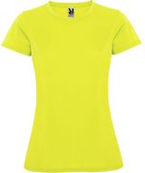 Montecarlo naisten lyhythihainen urheilu-t-paita, neon-keltainen liikelahja logopainatuksella