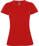 Montecarlo naisten lyhythihainen urheilu-t-paita, punainen liikelahja logopainatuksella