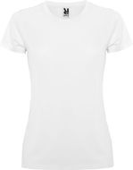 Montecarlo naisten lyhythihainen urheilu-t-paita, valkoinen liikelahja logopainatuksella