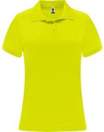 Monzha naisten lyhythihainen urheilupoolopaita, neon-keltainen liikelahja logopainatuksella