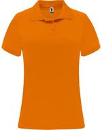 Monzha naisten lyhythihainen urheilupoolopaita, neon-oranssi liikelahja logopainatuksella