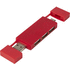Mulan Kaksois USB 2.0 -hubi, punainen liikelahja logopainatuksella