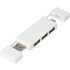 Mulan Kaksois USB 2.0 -hubi, valkoinen liikelahja logopainatuksella