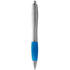 Nash-kuulakärkikynä, hopeanvärinen runko ja värillinen grippi, musta muste, aqua-blue, hopea lisäkuva 2
