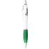 Nash-kuulakärkikynä, valkoinen runko, värillinen grippi, musta muste, valkoinen, vihreä lisäkuva 1