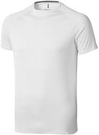 Niagara miesten lyhythihainen tyköistuva t-paita, valkoinen liikelahja logopainatuksella